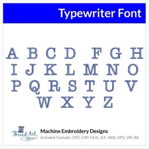 Threadart Machine Embroidery Design Typewriter BX Font Alphabet Loaded on USB - Picture 1 of 4