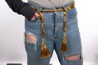 Vintage Metallic Gold Fringed  Tie Waist Belt - Dress Belt