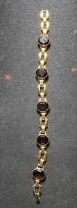 Vtg Victorian Faceted Amethyst Link Bracelet 120 10K GF 7" Station Bracelet - Picture 1 of 12