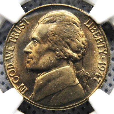 1947-d Jefferson Nickel graded MS 65 by NGC. - Image 1 of 4