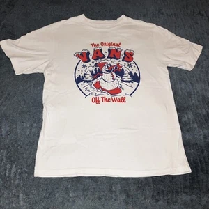 Vans Shirt Boy's Large 12-14 Snow Surfing Snowman White Skate Tee - Good Shape - Picture 1 of 7
