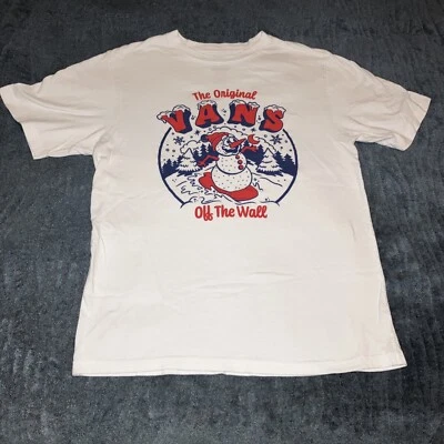 Vans рубашка мальчика большой 12-14 снег серфинг снеговик белый коньков футболка - хорошая форма - Изображение 1 из 4