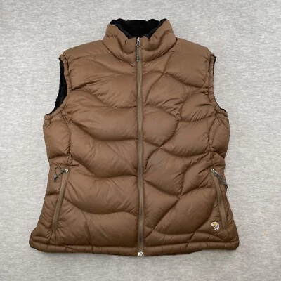 Chaleco Mountain Hardwear Mujer L Marrón Acolchado Plumón de Ganso Aislado Puffer Foto 1 de 4