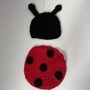 Neugeborenes Marienkäfer Outfit gehäkelt Fotografie gestrickt Requisiten Fotoshooting Baby Säugling - Bild 1 von 5