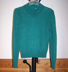 Dunkeltürkiser LANGARM GLITZERNDER DAMENPULLOVER (GRÖSSE SMALL) - Bild 1 von 4