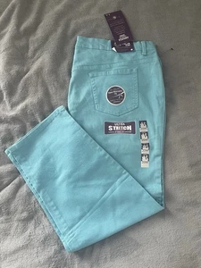 Jeans donna Gloria Vanderbilt elasticizzati Amanda color verde acqua 20W corti nuovi con etichette - Foto 1 di 6