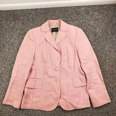 Akris Blazer Jacket Linen Silk Heather Pink Faux Pockets US 6 Switzerland Made - Image 1 of 4
