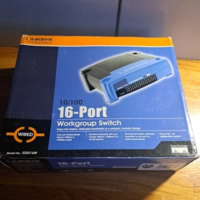 LINKSYS ETHERNET 10/100 16-PORT WORKGROUP SWITCH - EZXS16W - WIRED used 1 time - Image 1 of 4