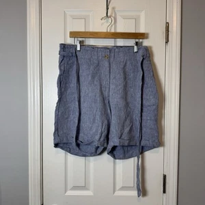 J.JILL Love Linen Pull On 100% Linen Shorts Tie Cobalt White Size 1x NWT - Picture 1 of 6