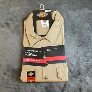 Dickies Twill Work Shirt Mens size 3XL Short Sleeve Original Fit Khaki Brown NWT - Picture 1 of 5