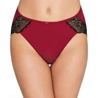 BALI LD62 Lace Desire Hi-Cut Brief Panty 9/2XL Red Black Lace - Image 1 of 4