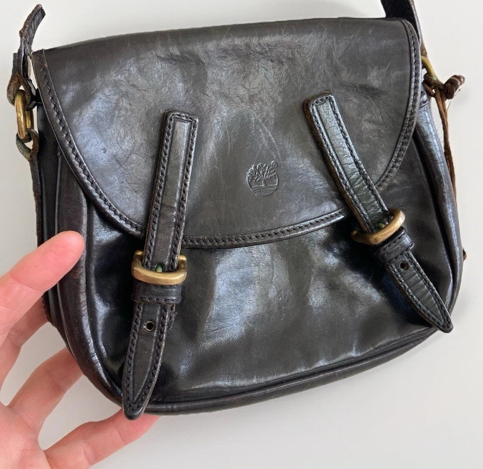 Bolso de hombro de cuero Timberland vintage pequeño bolso de mano hecho en EE. UU. Bandolera Foto 1 de 4