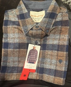 Weatherproof Flannel Shirt Mens Sz Medium Gray Black Rust Plaid Long Sleeve NEW - Picture 1 of 1