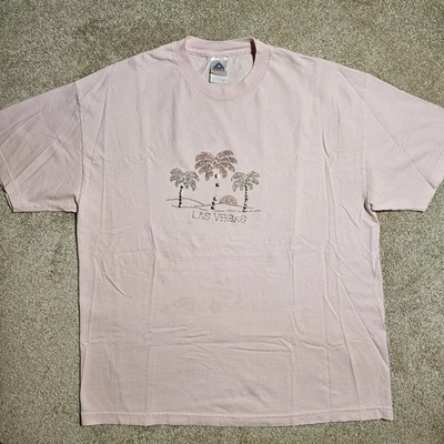 Camiseta De Colección Años 90 Y2k Rosa Las Vegas Estrás Para Hombre XL Grunge Distressed Emo Foto 1 de 4