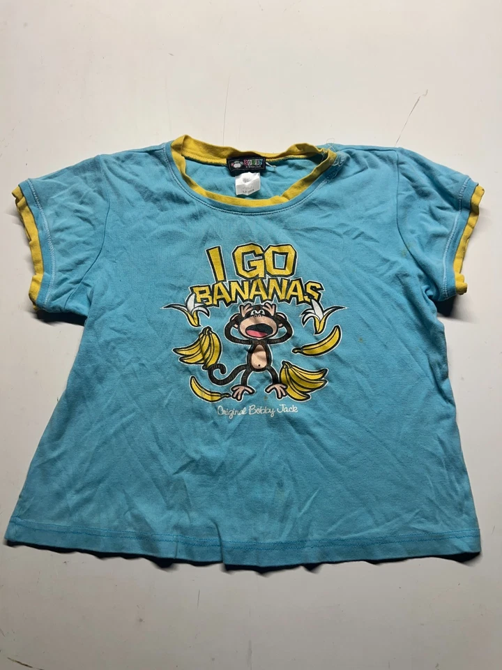 Bobby Jack I Go Banana Gráfico Camiseta Azul Timbre Camiseta Niños Niños Talla L 16x18.5 Foto 1 de 4
