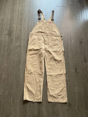 Dickies Dungarees 44x32 Bib Overalls Workwear Brown Canvas Carpenter Distressed - Image 1 of 4