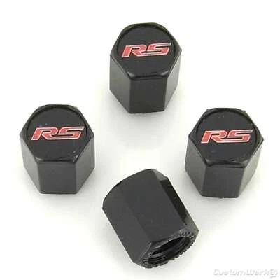 Tapas de válvula de vástago de neumático con logotipo Chevy Camaro RS (negro) Foto 1 de 2