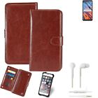 CASE FOR LG Electronics Stylo 5x BROWN + EARPHONES FAUX LEATHER PROTECTION WALLE