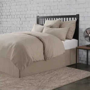 Falda de cama Nestwell doble lino mezcla de algodón bronceado natural 15" caída neutros a medida - Imagen 1 de 15