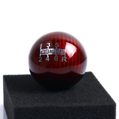 Pomo de cambio de palanca de cambios rojo de fibra de carbono Mugen de 6 velocidades para Honda/coche universal Foto 1 de 3