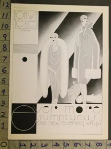 1928 RAYMOND LOEWY ART DECO FASHION BONWIT TELLER WOMEN WRAP FUR SEXY AD 24873 - Picture 1 of 1