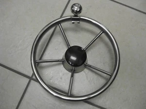 Marine Stainless Steel 11 inch Boat Steering Wheel 3 Spokes w/Knob 1/2" Nut - Bild 1 von 5
