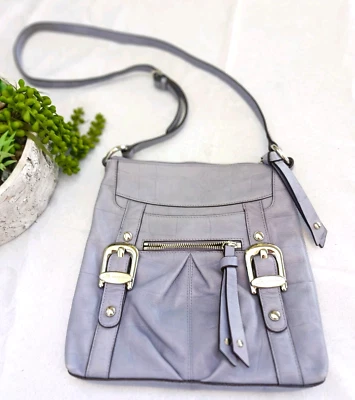 B. MAKOWSKY Bolso de Hombro de Cuero Genuino Cartera Bolsillos Forro Estampado Animal Azul Foto 1 de 4