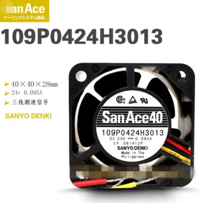 Sanyo Denki 109P0424H3013 24V 0.095 4cm Inverter Cooling Fan 3-wire - Image 1 of 3