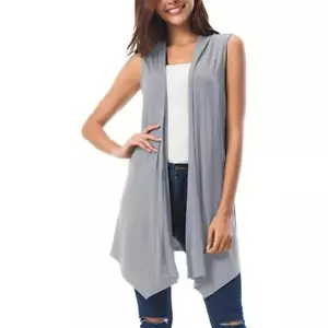 Cardigan senza maniche taglie forti aperto davanti orlo asimmetrico gilet casual cardigan - Foto 1 di 5