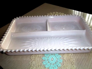 Jeanette Pink Milk Glass Divided Tray - Picture 1 of 4