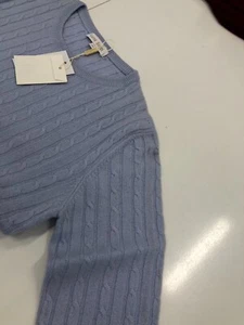 Women's Cable Jumper 100% Cashmere (Small Damage) Pale Blue size 38/S - Picture 1 of 3