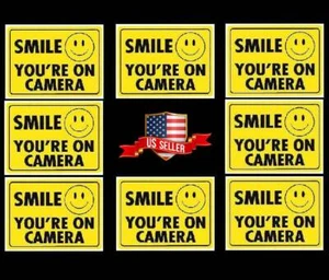 Smile You're On Video Camera Window Sticker Decals Waterproof U/V Protected Lot - Picture 1 of 3