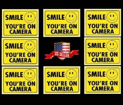 WMTL Smile You're On Video Camera Window Sticker Decals Waterproof U/V Protected Lot