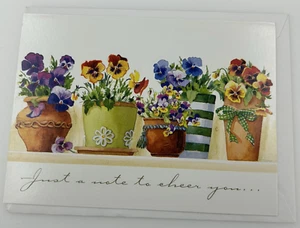 Get Well Grußkarte Stiefmütterchen Blumentöpfe Adelen Fletcher American Bible Society - Bild 1 von 3