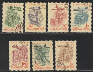 Hungary 1958 SC# C191 - C197 - Plane over Buildings - CTO Lot # 376 - Picture 1 of 2