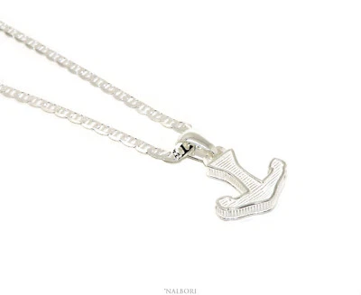 Collana e ciondolo tutto argento 925 massiccio maglia marina e ancora per uomo - Immagine 1 di 4