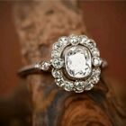 2.00 Ct Oval Cut Simulated Diamond Vintage Engagement Ring 14k White Gold Finish