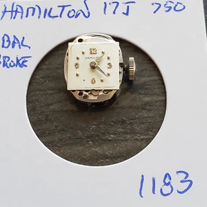 LADIES HAMILTON 17J 750 WRIST WATCH MOVEMENT #1183 - Picture 1 of 2