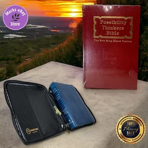 2 Books Possibility Thinkers Bibles and Leather Zipper Case King James Versions - Picture 1 of 16