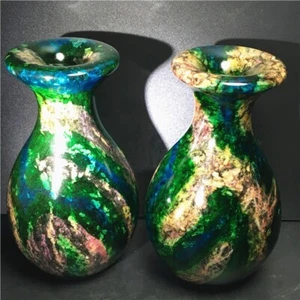 Rare Chinese Taiwan Natural Seven Colours Jade Stone Flower Vase Bottle Statue - Picture 1 of 12