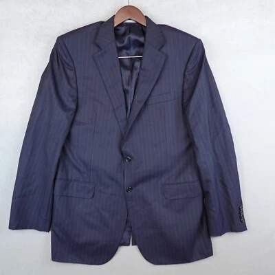 Hickey Freeman Loro Piana Blazer Tasmanian Super 130s  Jacket 42L Pinstripe Navy - Image 1 of 4