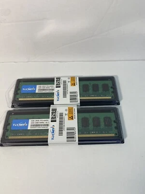4GB 2x2GB 2RX8 PC2-6400U CL6 TECMIYO RAM 800 mhz 1.8v BRAND NEW SEALED Free Ship - Image 1 of 3