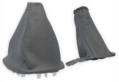 PARA VOLVO S70 V70 1996-2000 FUNDA PALANCA DE CAMBIO y FRENO DE MANO CUERO GRIS - Imagen 1 de 4