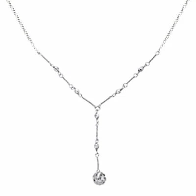 Collar Lariat Simply Gold 10K con cuentas de oro blanco, cadena de 18" Foto 1 de 4