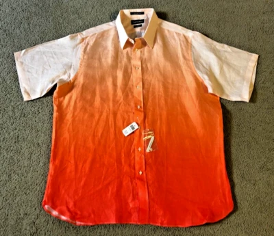 NWT Paul Frederick Men's Sunrise Color Fade Linen Short Sleeve Shirt  Size XXLT* - Image 1 of 4