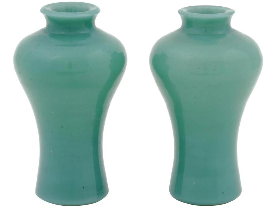 ⭕️Par de jarrones turquesa del siglo XIX, cristal de Pekín Foto 1 de 4