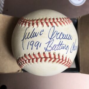 JULIO FRANCO 1991 BATTING TITLE SWEET SPOT BLUE AUTOGRAPHED SIGNED MLB BASEBALL