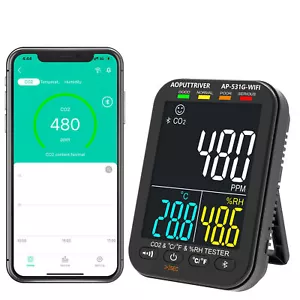 CO2 Luftqualitätsmonitor WLAN Innen 0-10000 PPM Sensor Kohlendioxidmelder - Bild 1 von 7