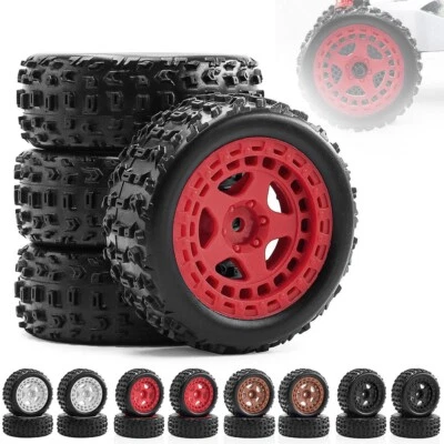 4Pcs Wheel Hub Tires Set Upgrade Parts For ARRMA 1/18 2S 223S Typhon Grom RC Car - Image 1 of 4