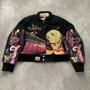 Vintage Jeff Hamilton Tweety Bird Jacket Size Youth M Racing Bomber Embroider - Picture 1 of 18